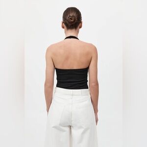 American Eagle Scooped Ribbed Halter Top Cropped